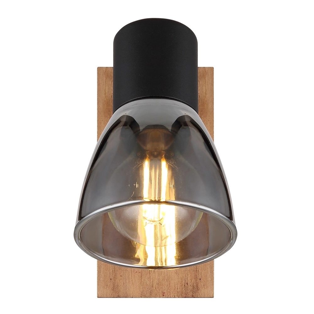 Wandlampe Claude Schwarz mit Holz Globo 9007371440207