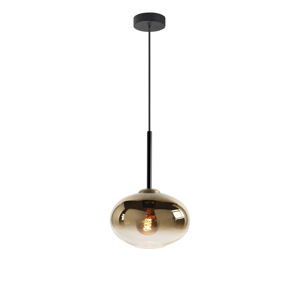 Pendelleuchte Bellini schwarz mit fade gold Glas Ø 26cm Highlight