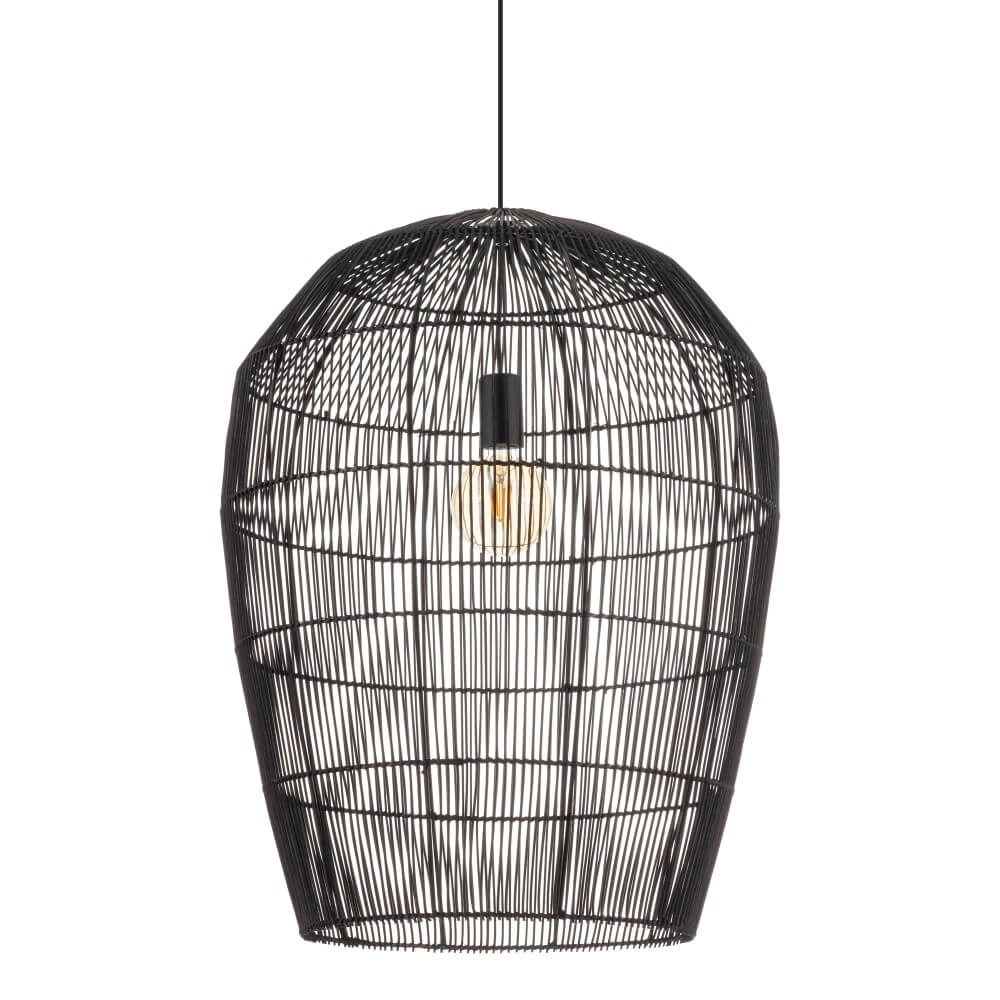 Rattan Pendelleuchte Haiti L Ø 53,5cm schwarz Lyora 5903139111683