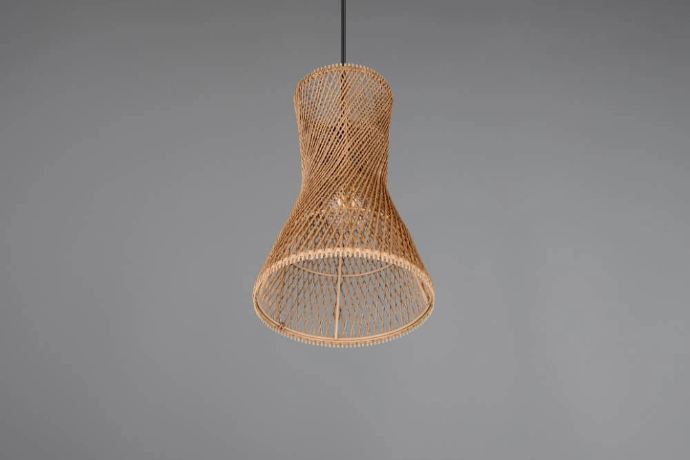 Design-Pendelleuchte Bijou schwarz mit Rattan Ø20cm Trio 4017807637304