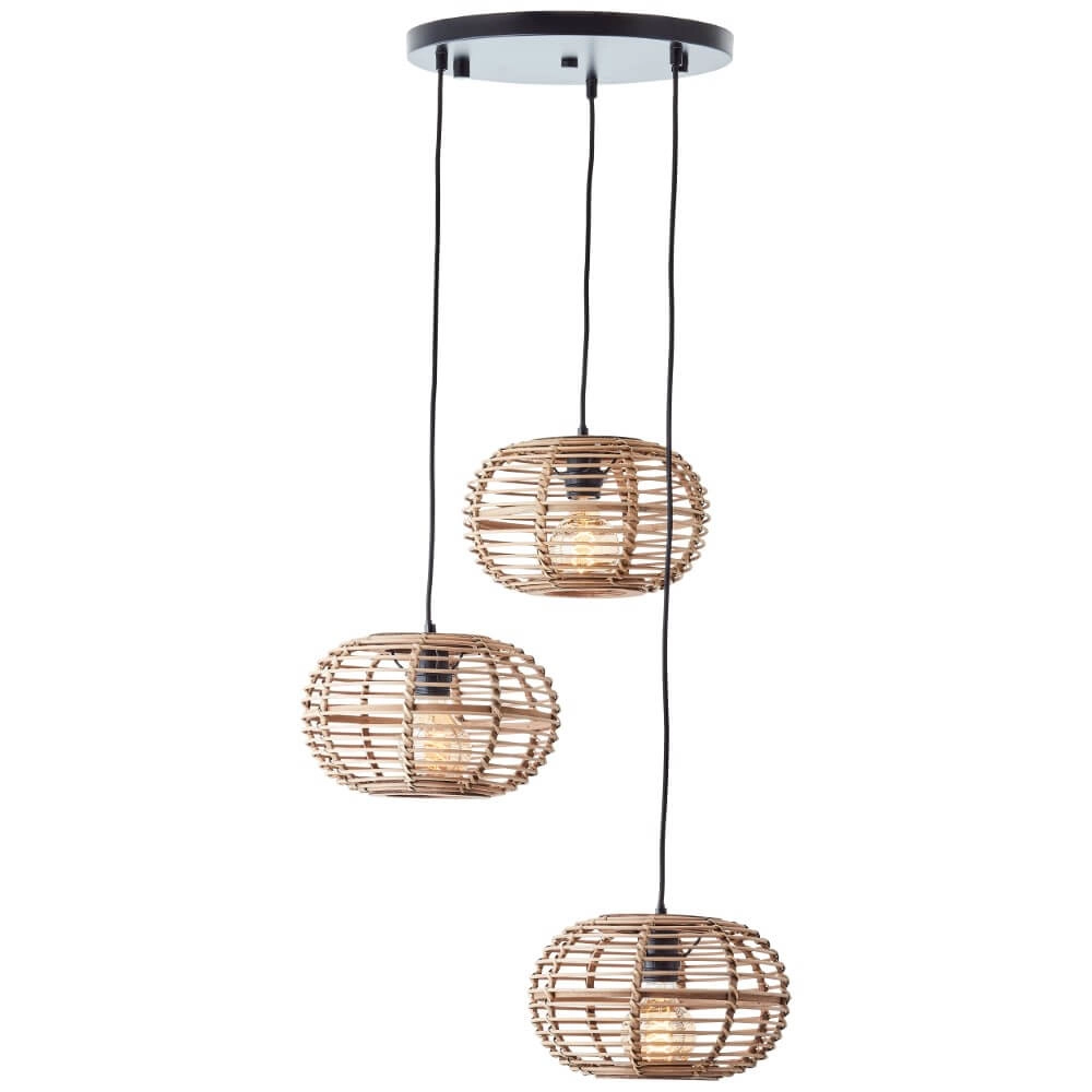Loft-Hängelampe aus Rattan Woodball