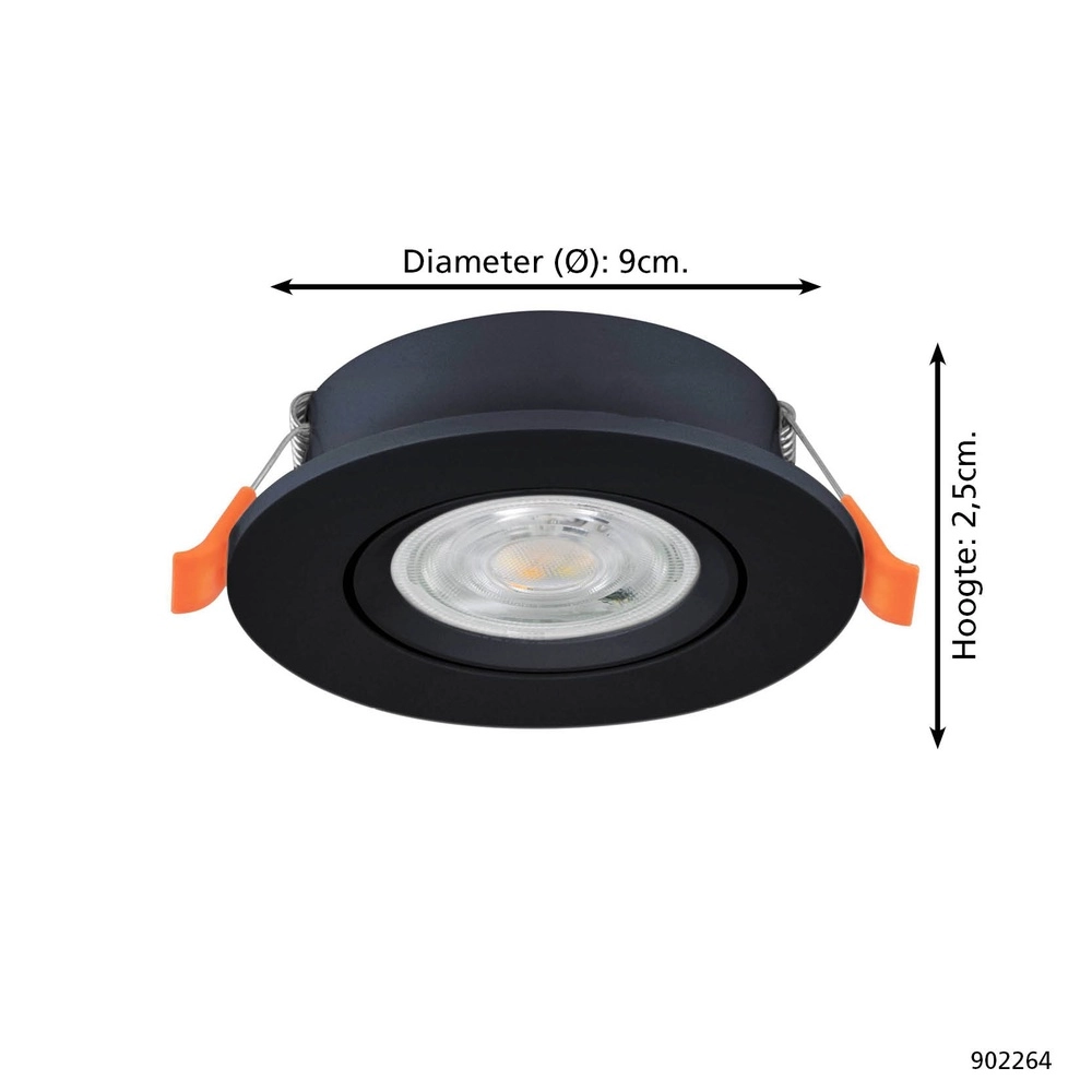 Einbaustrahler Barranco schwarz Ø 9cm - 3-stufig CCT Eglo 9008606359400
