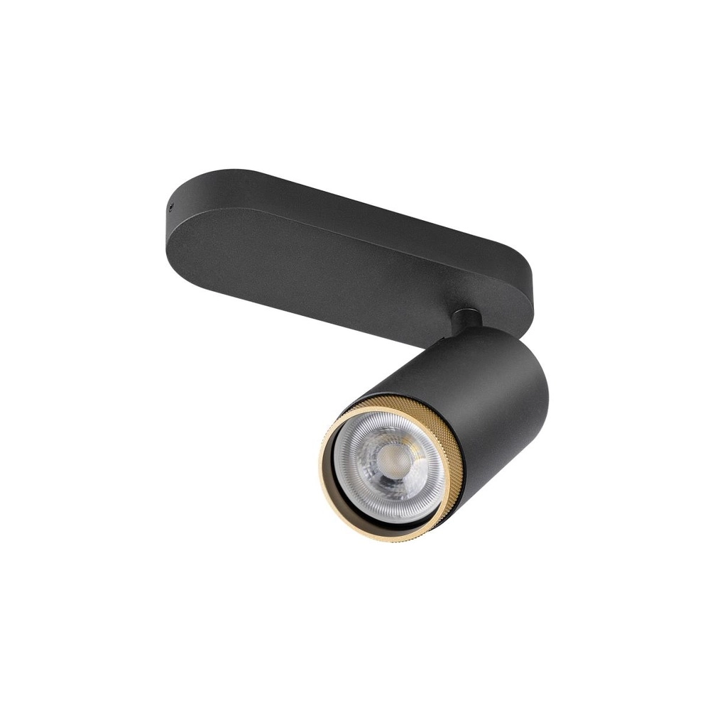 Aufputz-Spot Grip! L Schwarz mit goldenem Ring SLV 4024163304436