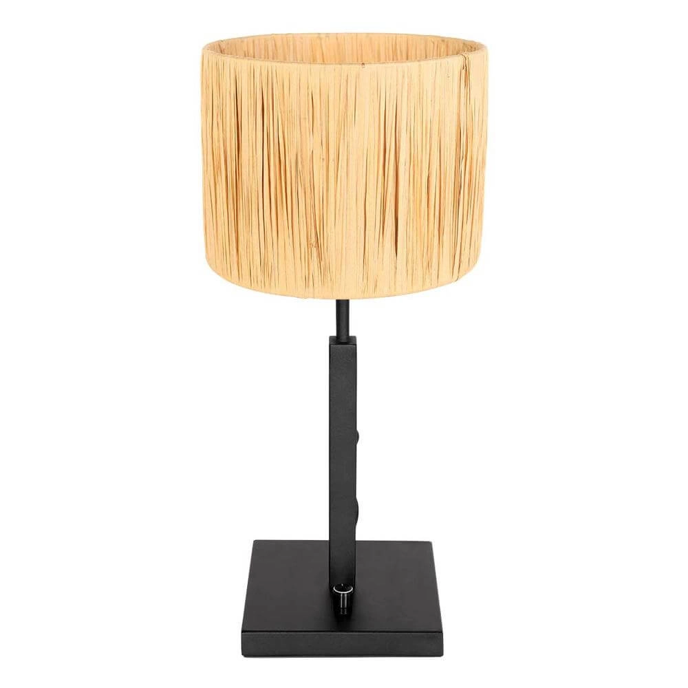 Tischlampe Stang schwarz mit Strohschirm