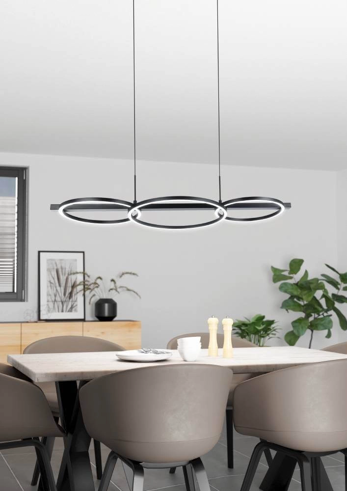 Hängelampe mit Ringen Lanacera schwarz mit gold Stars of Light 9008606221417