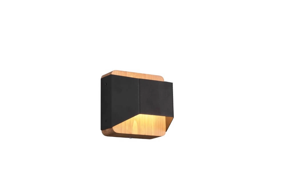 Wandlampe Arino 12cm schwarz mit Holzbraun Trio 4017807502756