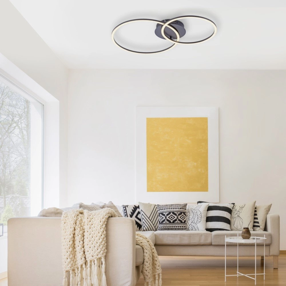 Deckenleuchte Ivanka 2-Ring schwarz Just Light 4043689970536
