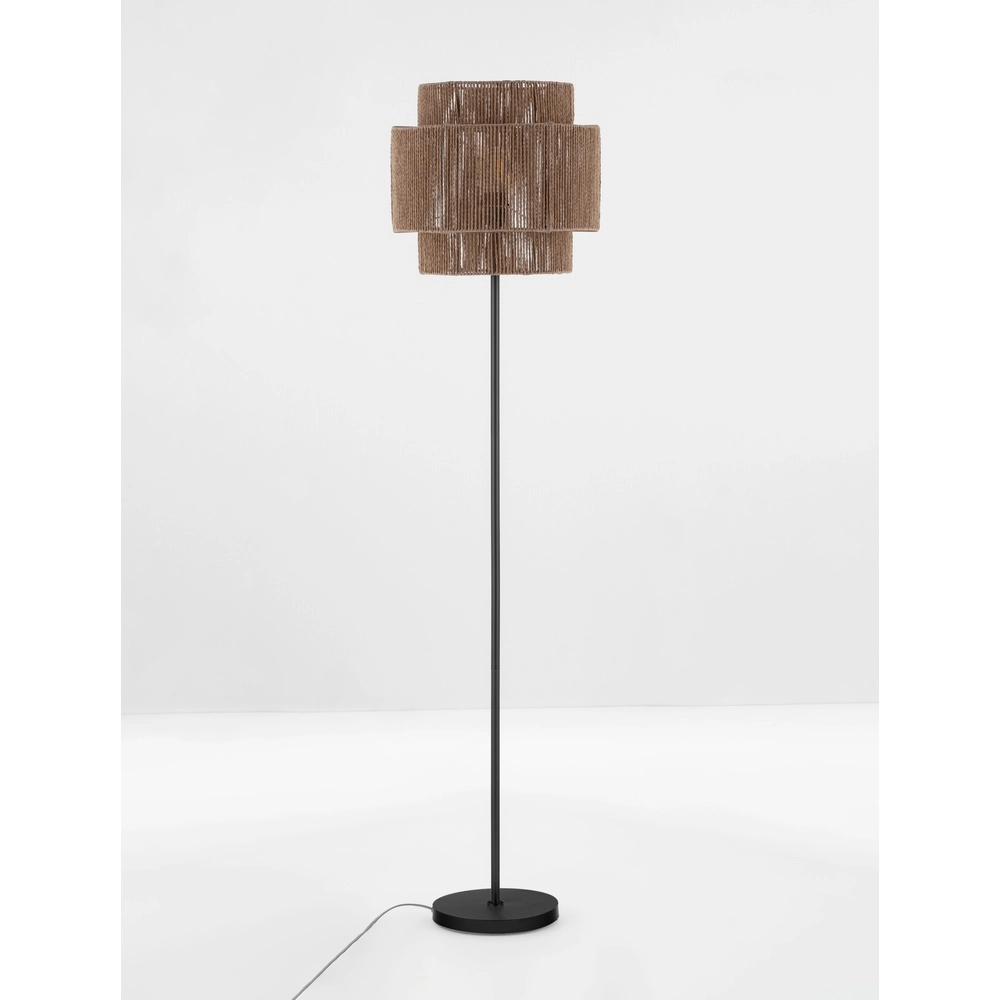 Stehlampe Lito Schwarz und Rattan Lyora 5212017454744