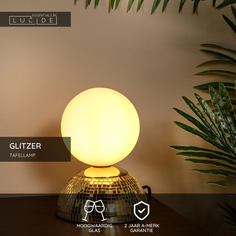 Tischlampe Glitzer Gold Lucide 5411212106506