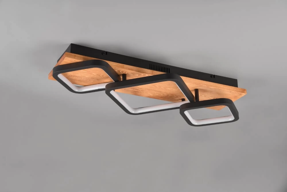Designer-Deckenleuchte Rama 3800lm - Holz mit Schwarz Trio 4017807577075