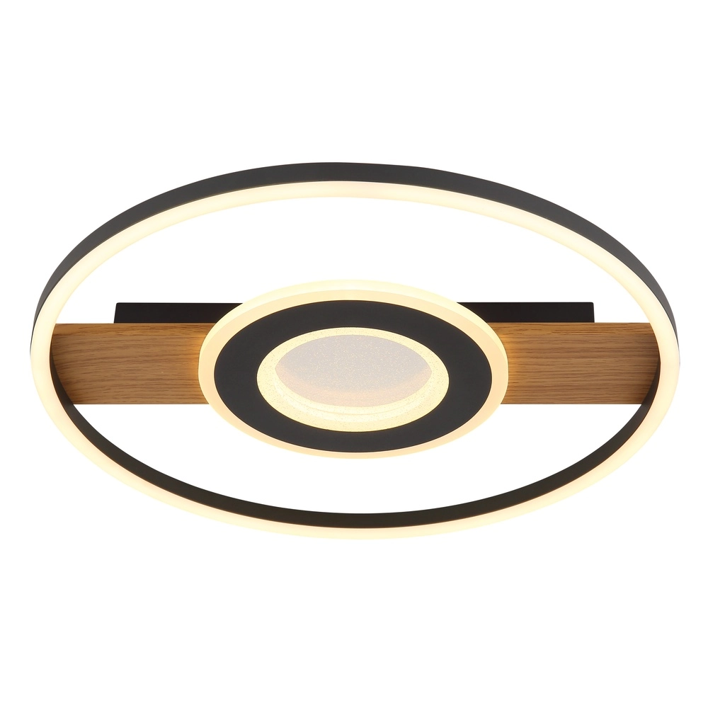 Schwarze Deckenlampe Pikara Design mit Holz Globo 9007371462711
