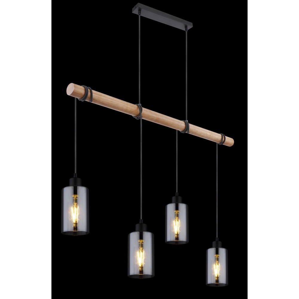 Pendellampe Hadera 4-Licht Schwarz mit Rauchglas Globo 9007371414840