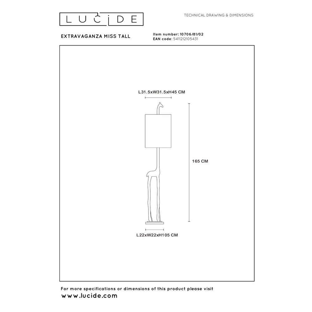 Tischlampe Extravaganza Miss Tall Giraffengold mit Schwarz Lucide 5411212105431