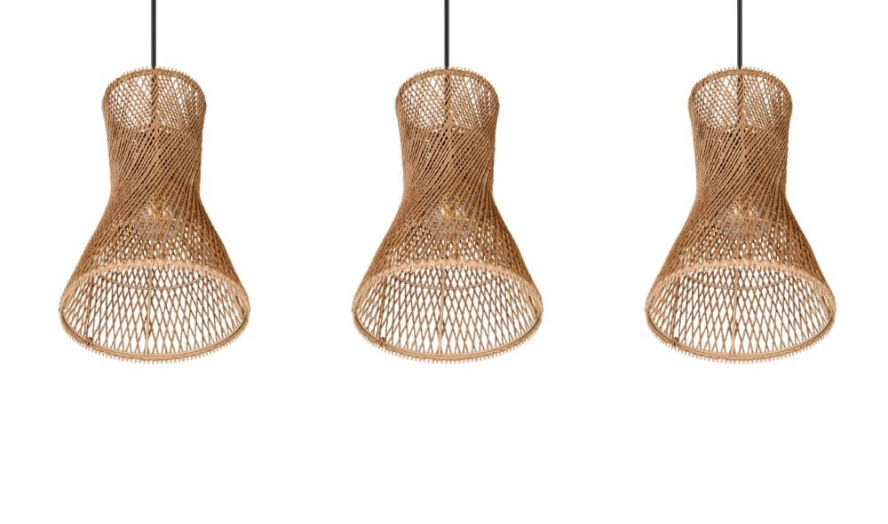 3-flammige Pendelleuchte Bijou schwarz mit Rattan Trio 4017807637298