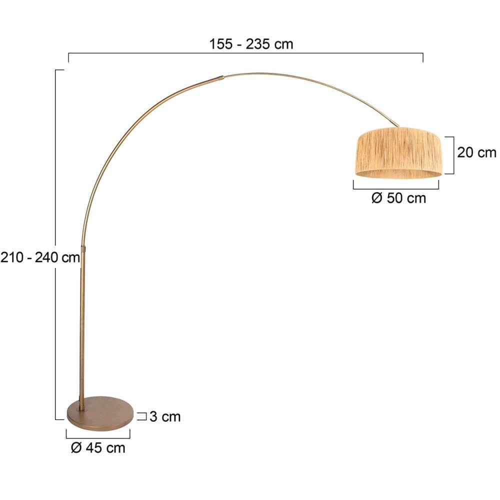 Bogenlampe Sparkled Light Bronze mit strohfarbenem Schirm Steinhauer 8712746179842
