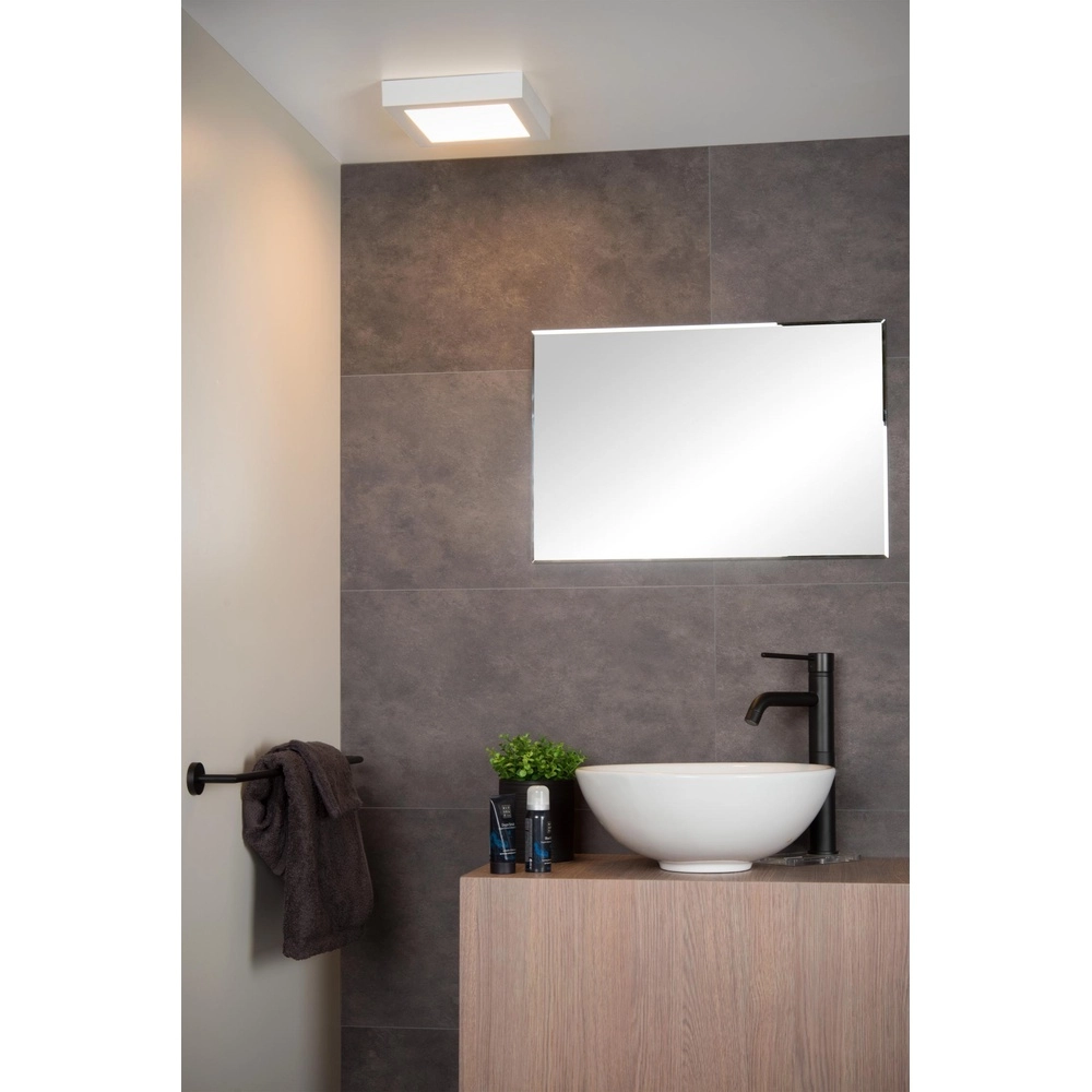 Deckenlicht Brice-Led 22 cm quadratisches IP44-Weiß Lucide 5411212281340