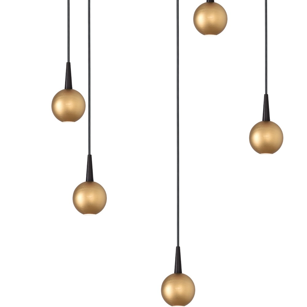 5-Licht Pendellampe Talana schwarz mit goldener Ø 35cm DTW Masterlight 8718121347448