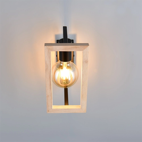 Design-Wandlampe Bano Schwarz mit Holz Trio 4017807670899