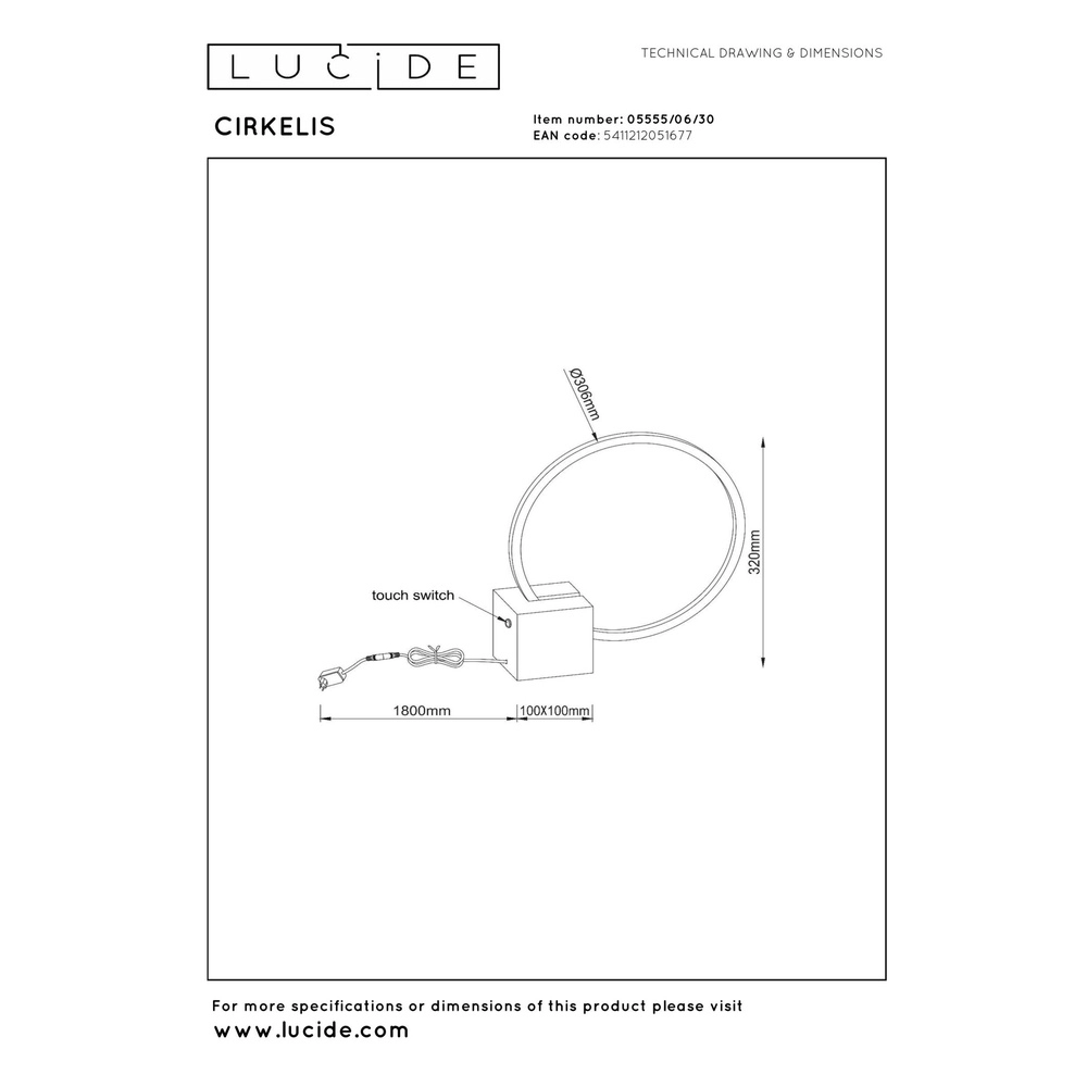 Schwarze Tischlampe Cirkelis rund Ø 32 cm Lucide 5411212051677