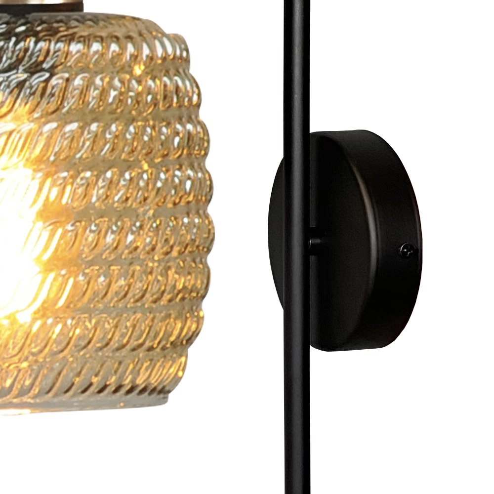 Schwarze Wandlampe Bounty mit Gold und geripptem Glas Masterlight 8718121251042