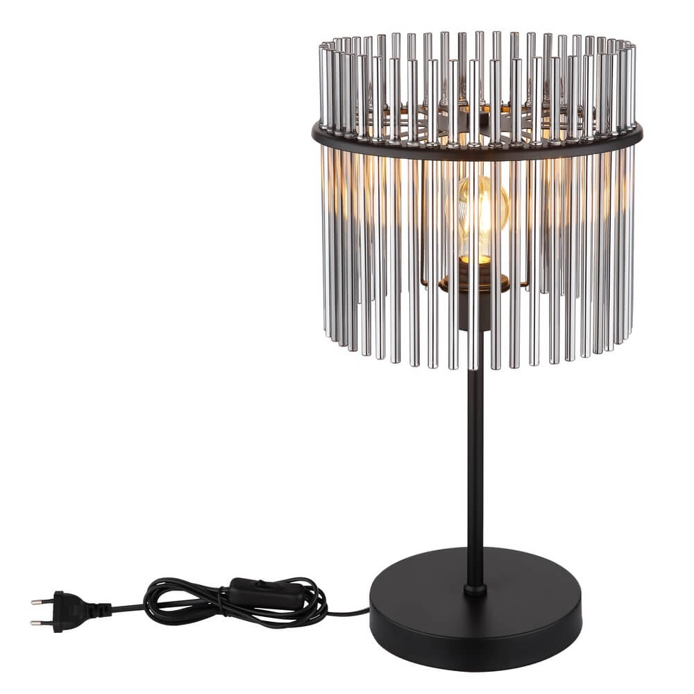 Schwarze Tischleuchte Gorley mit Rauchglas Ø 30cm Globo 9007371487004