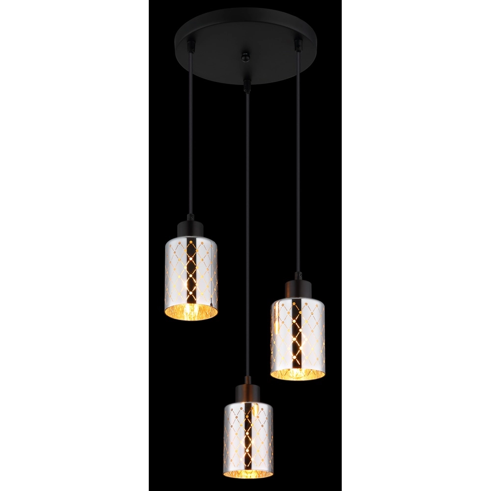 Design-Pendellampe Alonso 3-Licht-Schwarzpatrone Globo 9007371578252
