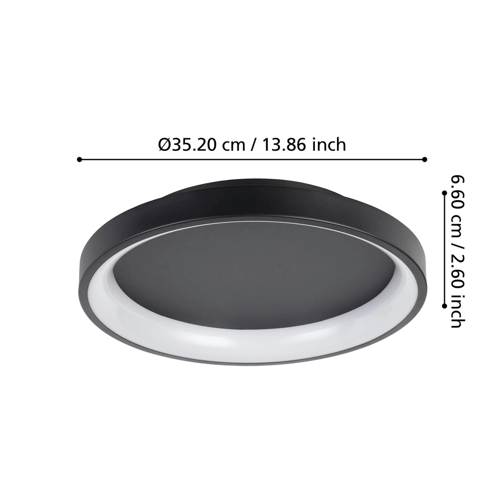 Elegante LED-Deckenlampe Loretello Ø 35cm – schwarz Eglo 9008606316410