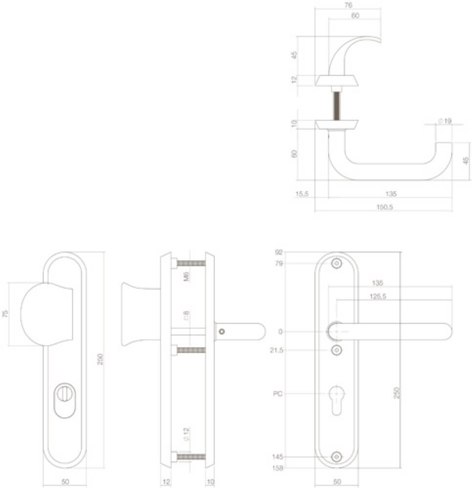Haustürbeschläge Vurano Kernzugschutz oval PC 55mm Edelstahl Intersteel 8714186393659