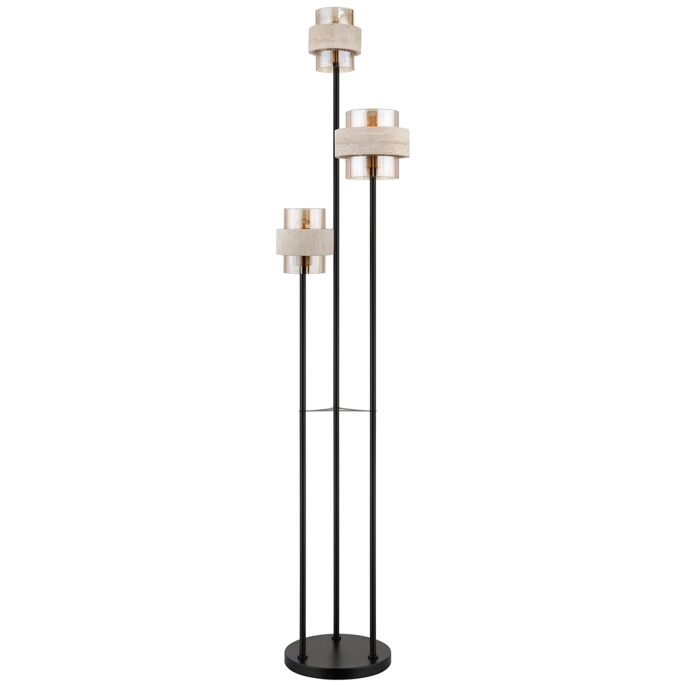 3-Licht Stehlampe Daren Schwarz mit Marmor Globo 9007371580675
