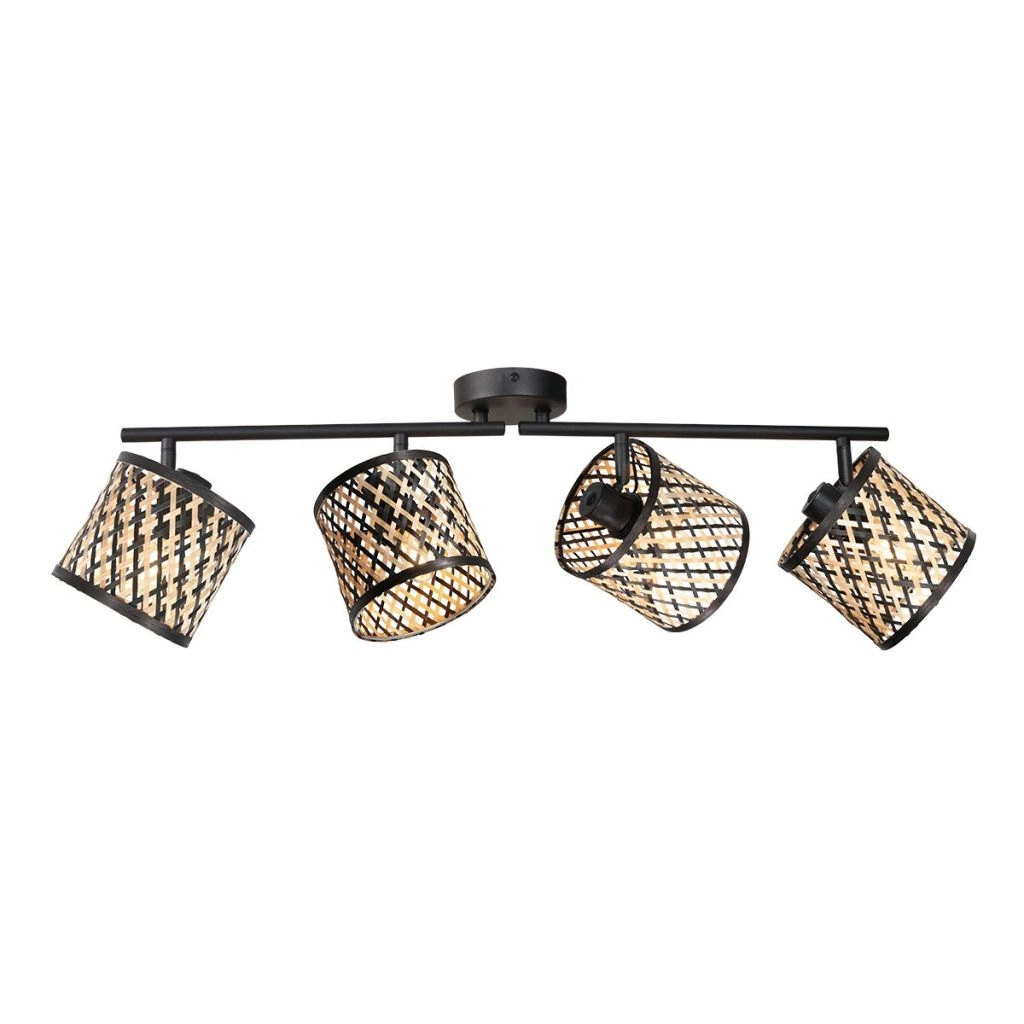 Deckenlampe 4-Licht Sumba mit Bambusschirmen Ø12 cm Steinhauer 8712746182842