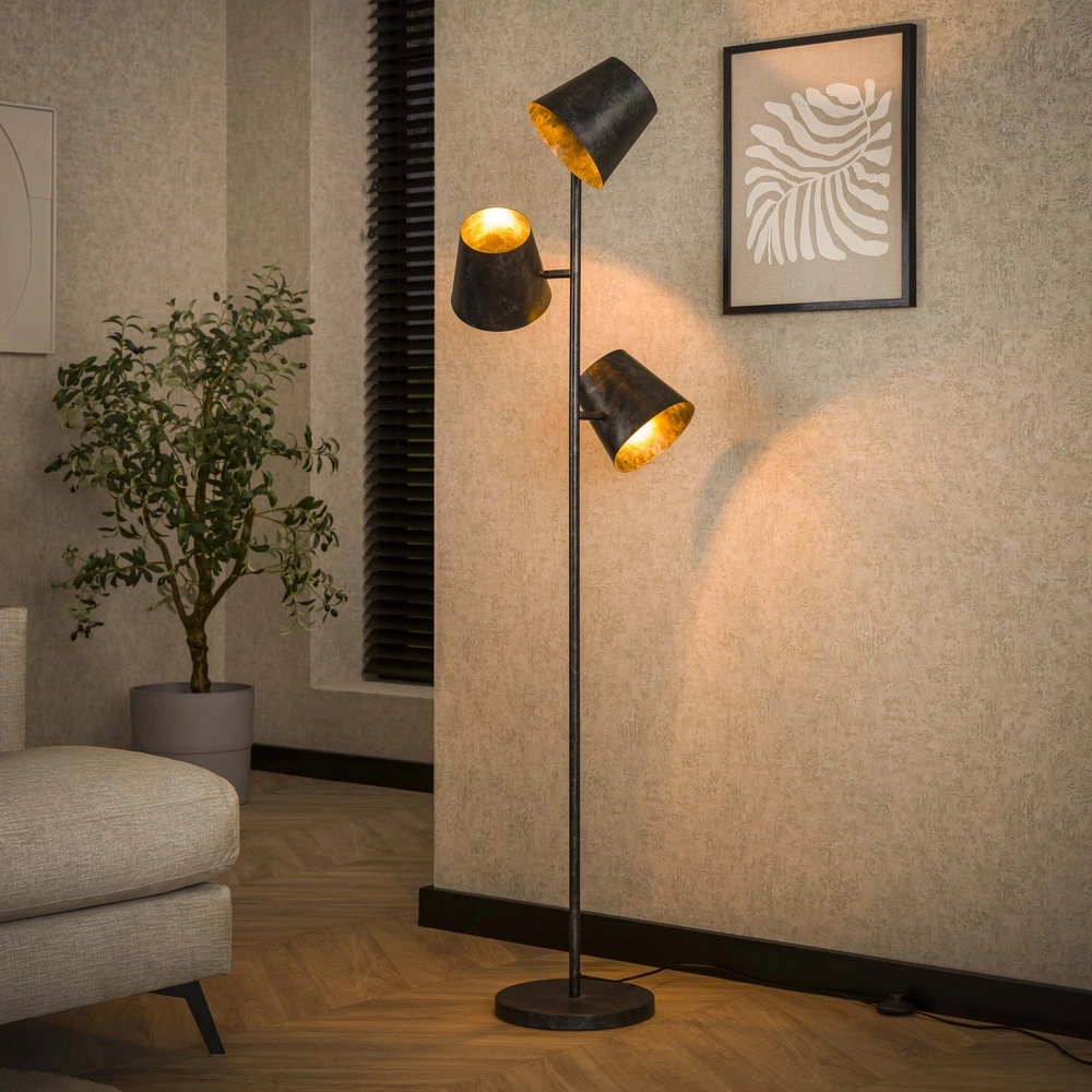 Rustikale Stehlampe Kinetic 167 cm – Holzkohle Lyora 8716803513181