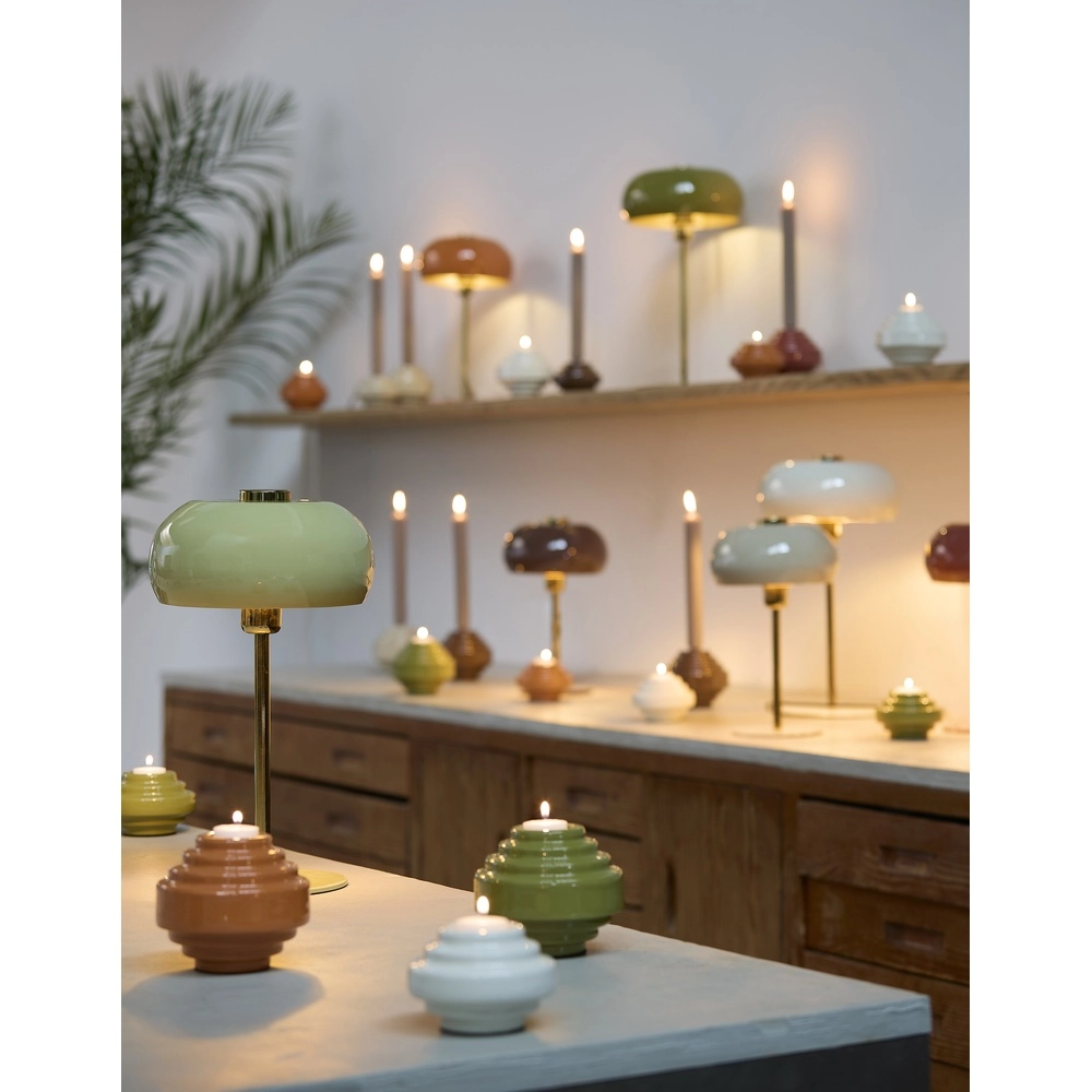 Tischlampe Surin Ø 26cm – glänzend olivgrün mit Gold Light & Living 8717807743499