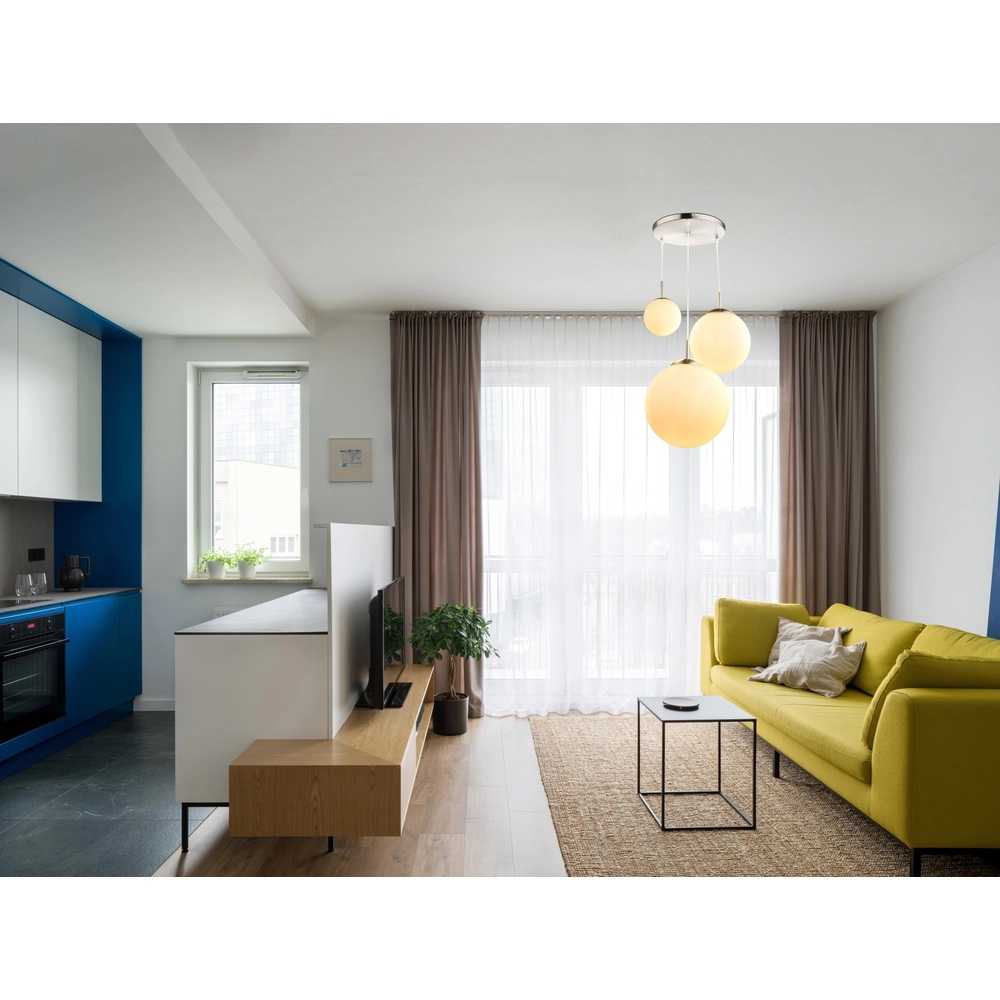 Design-Pendellampe Joel Nickel mit Weiß Globo 9007371355044