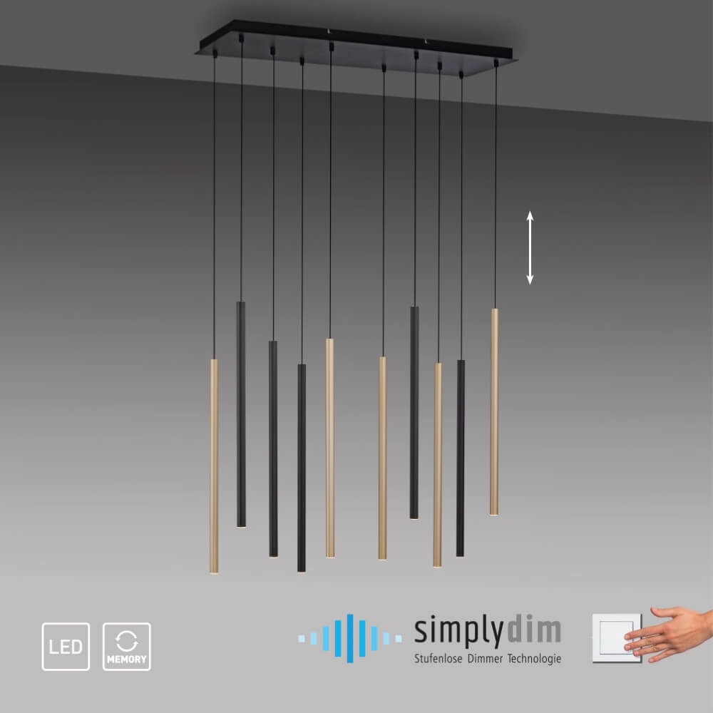Einzigartige Hängelampe Flute 10 Lichter Paul Neuhaus 4012248374788