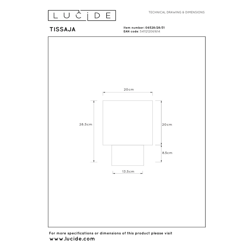 Tischlampe Tissaja Ø 20 cm weiß Lucide 5411212061614