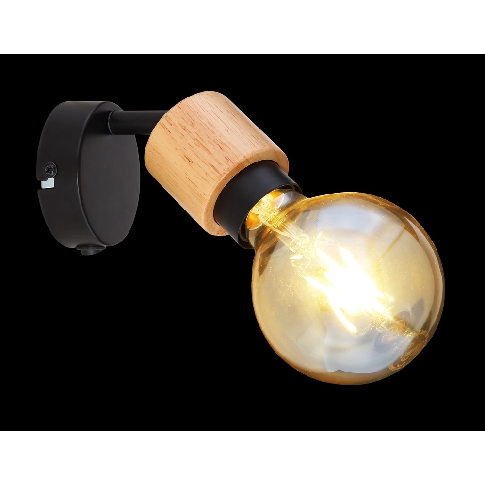 Wandlampe Jorna Schwarz mit Holz Globo 9007371414277