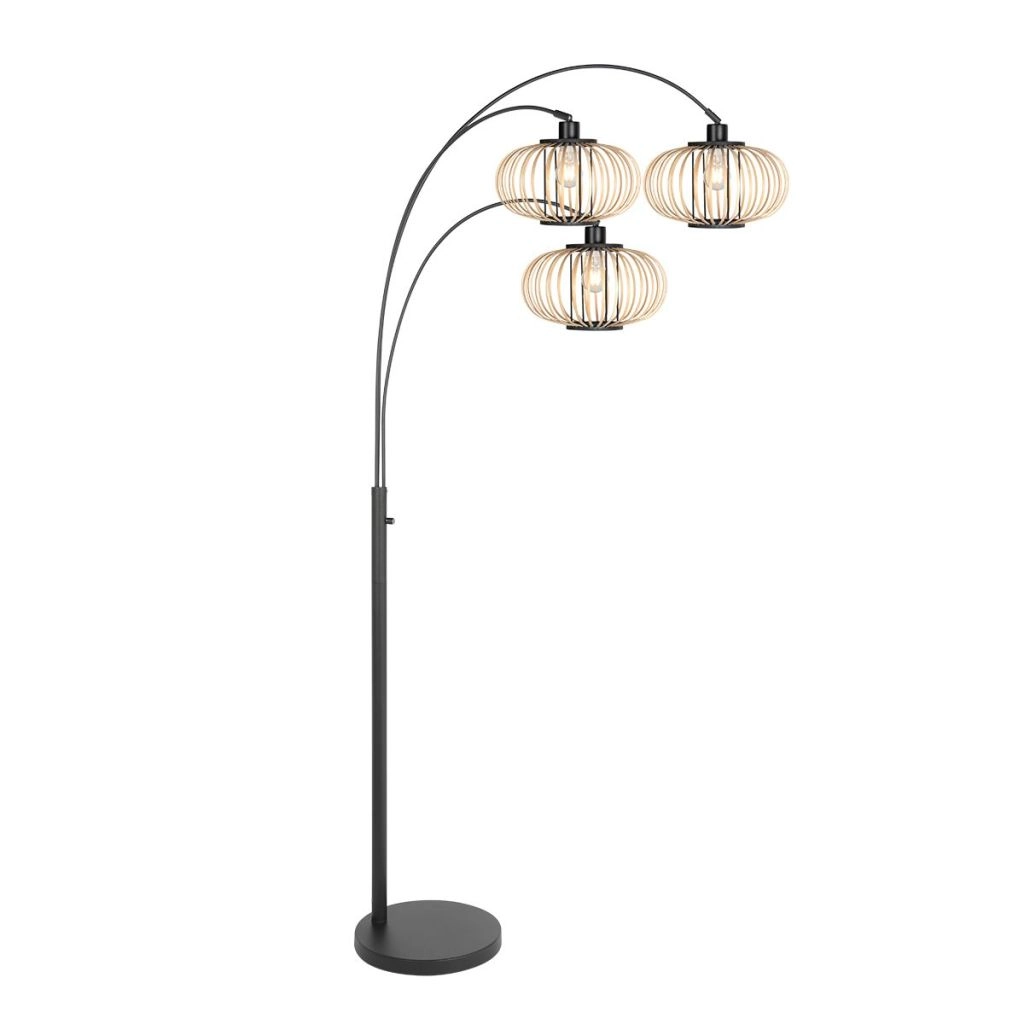 Stehlampe Sparkled Light mit Bambusmützen