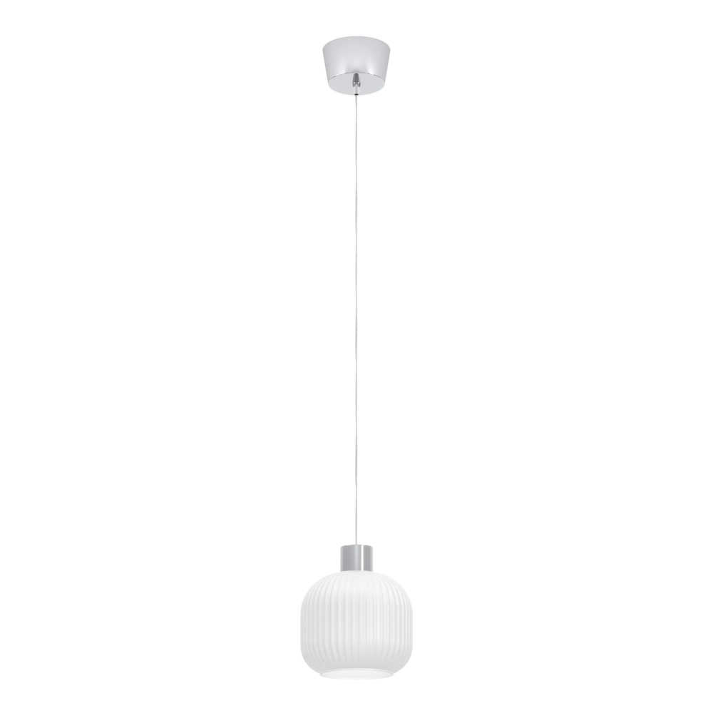 Design-Pendellampe Dasmina Chrom mit weißem Ø 20 cm