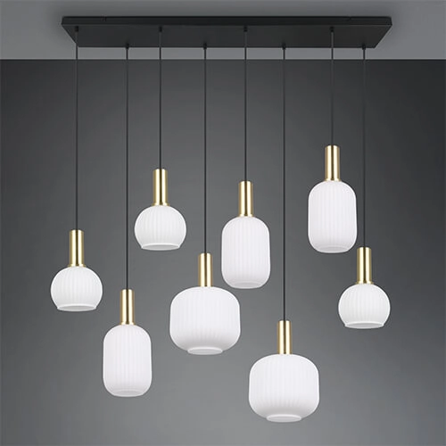 Hängelampe für das Esszimmer Diva 8-flammig – weißes Glas Trio 4017807614527