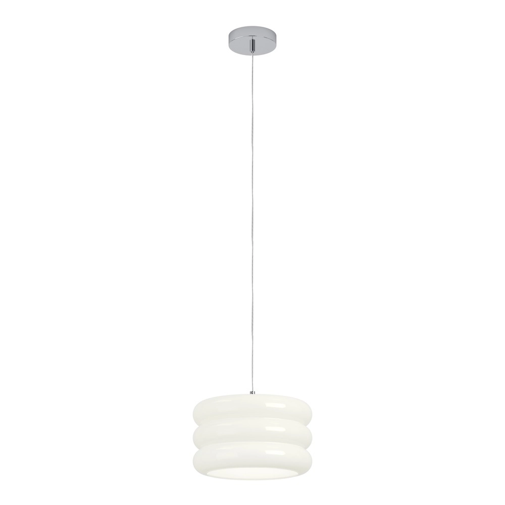 Design-Pendellampe Tortora Chrom mit weißem Ø 30cm