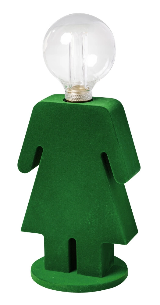 Tischlampe aus Holz Eve Velvet Grün