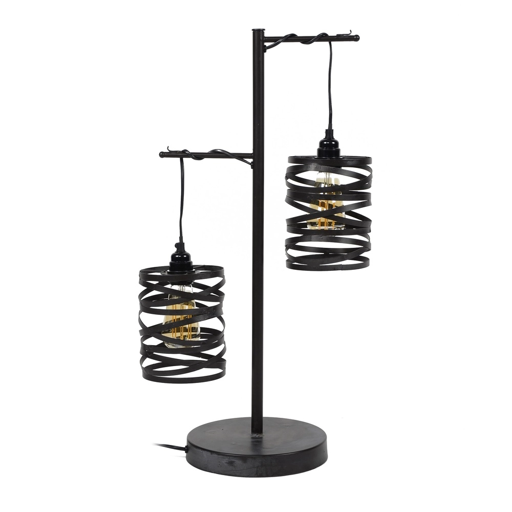 Landtischlampe Spindle 2x E27 – Schiefergrau Lyora 8716803513020