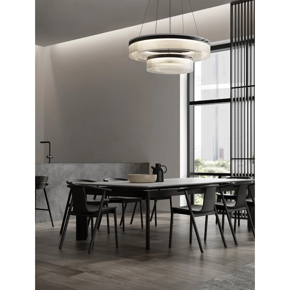 Design-Pendelleuchte Pauline Doppelzimmer schwarz mit Glas Ø 70cm Lyora 5212017445360