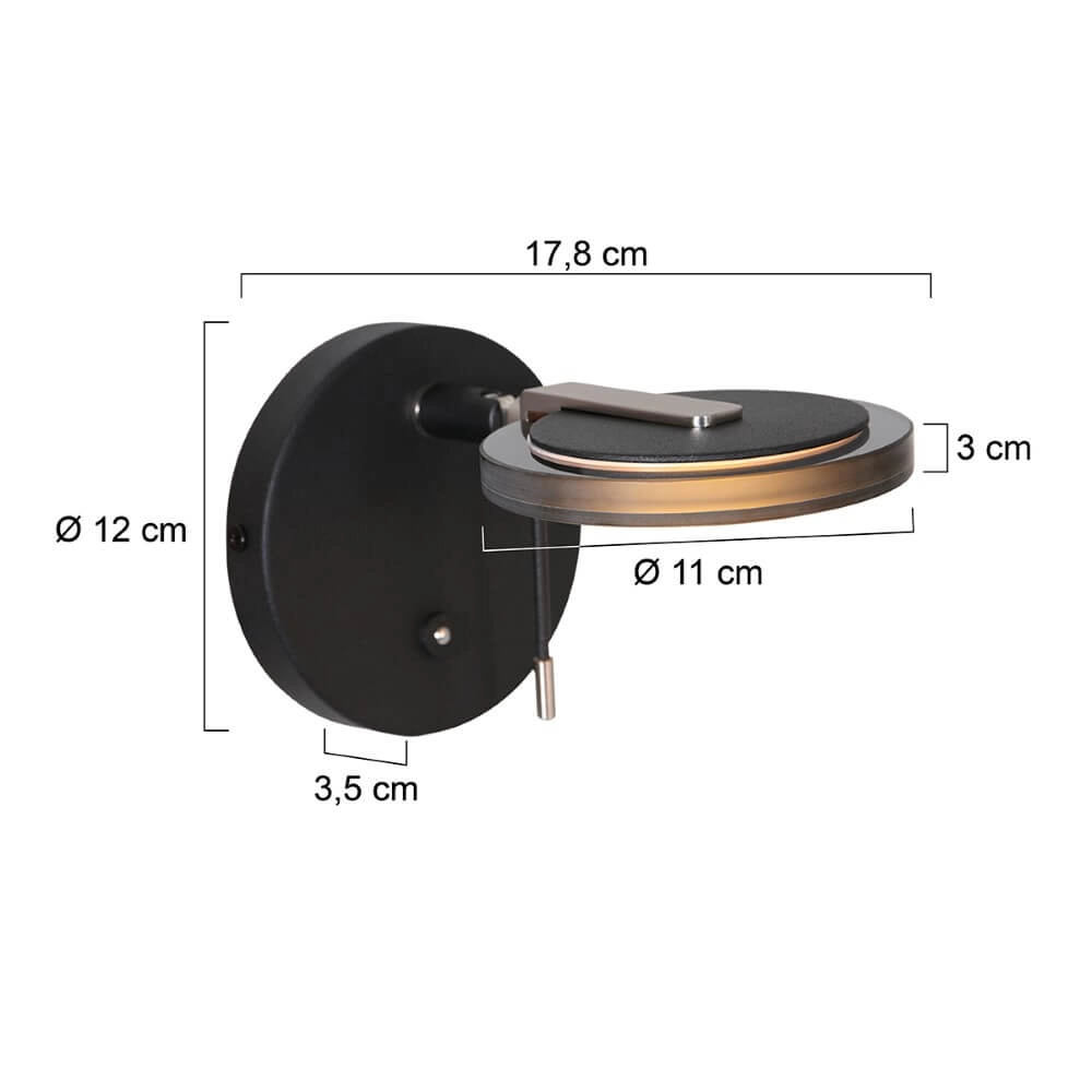 Wandleselampe Turound Schwarz Steinhauer 8712746145458