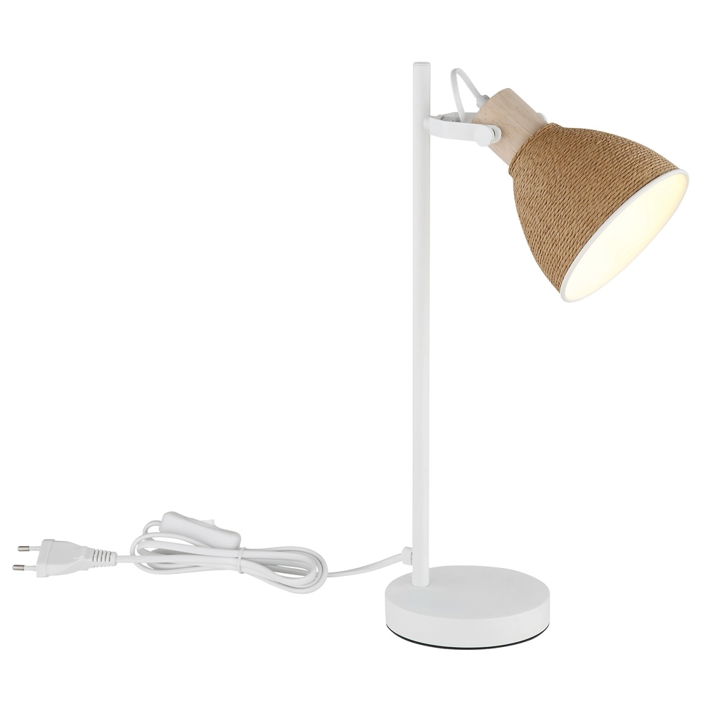 Schreibtischlampe Lyndon Weiß mit Rattan Globo 9007371592746