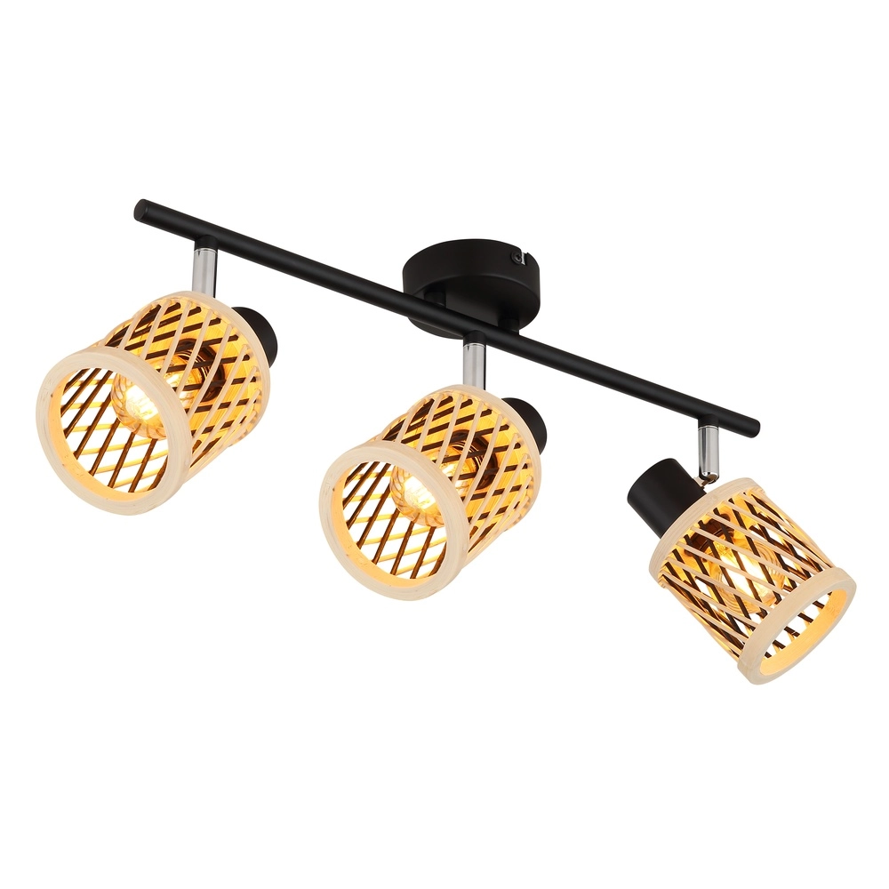 Wandlampe Mali 3-Licht Schwarz mit Kappen