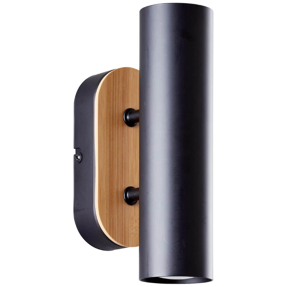 Wandlampe Niels schwarz mit Holz Brilliant 4004353410628