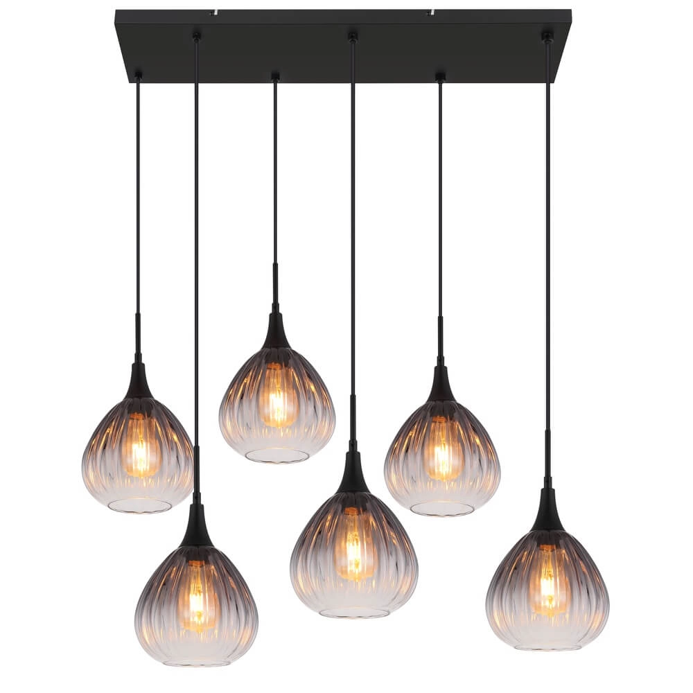 Schwarze Pendelleuchte Olsen 6-flammig Globo 9007371447817