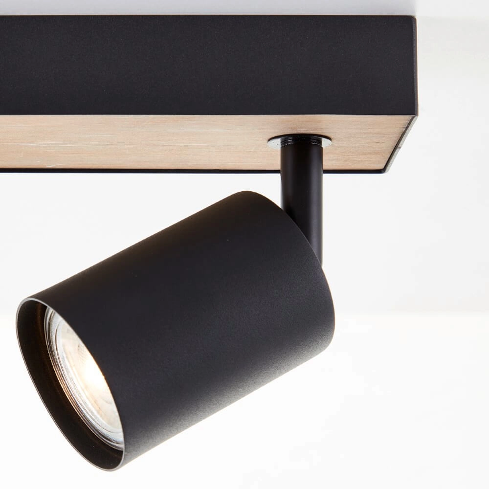 2-flammige Lampe Jello Wood schwarz mit Holz Brilliant 4004353428388