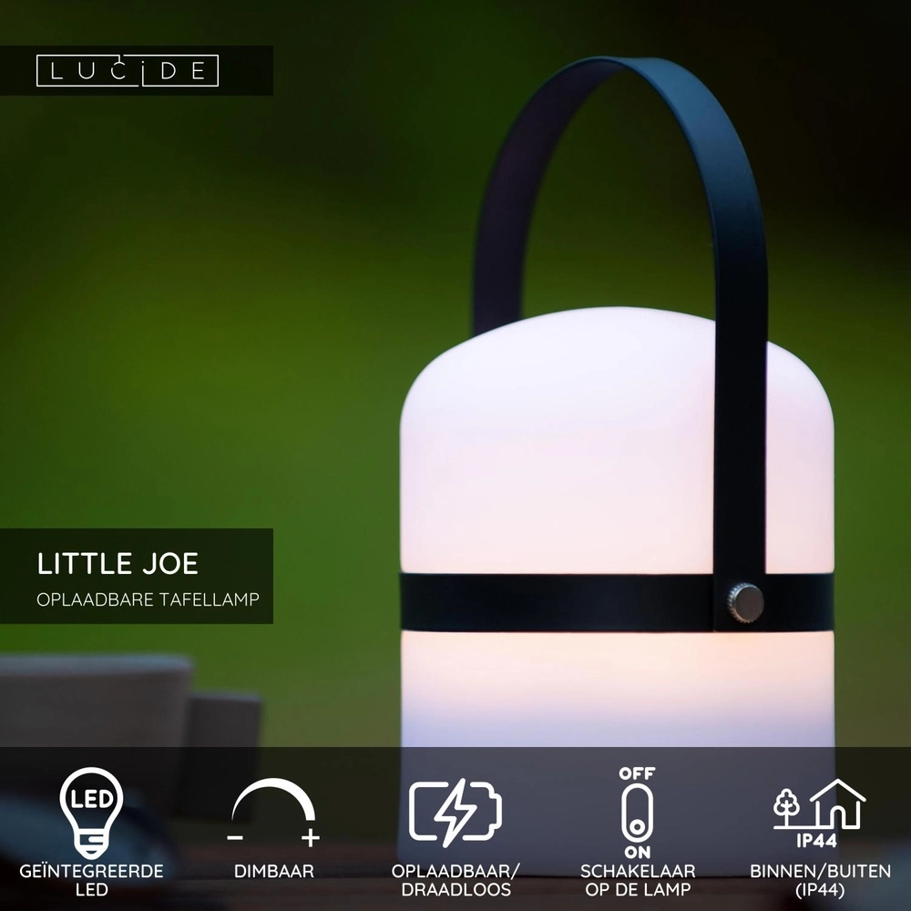Wiederaufladbare Tischlampe Little Joe Schwarz Lucide 5411212061416
